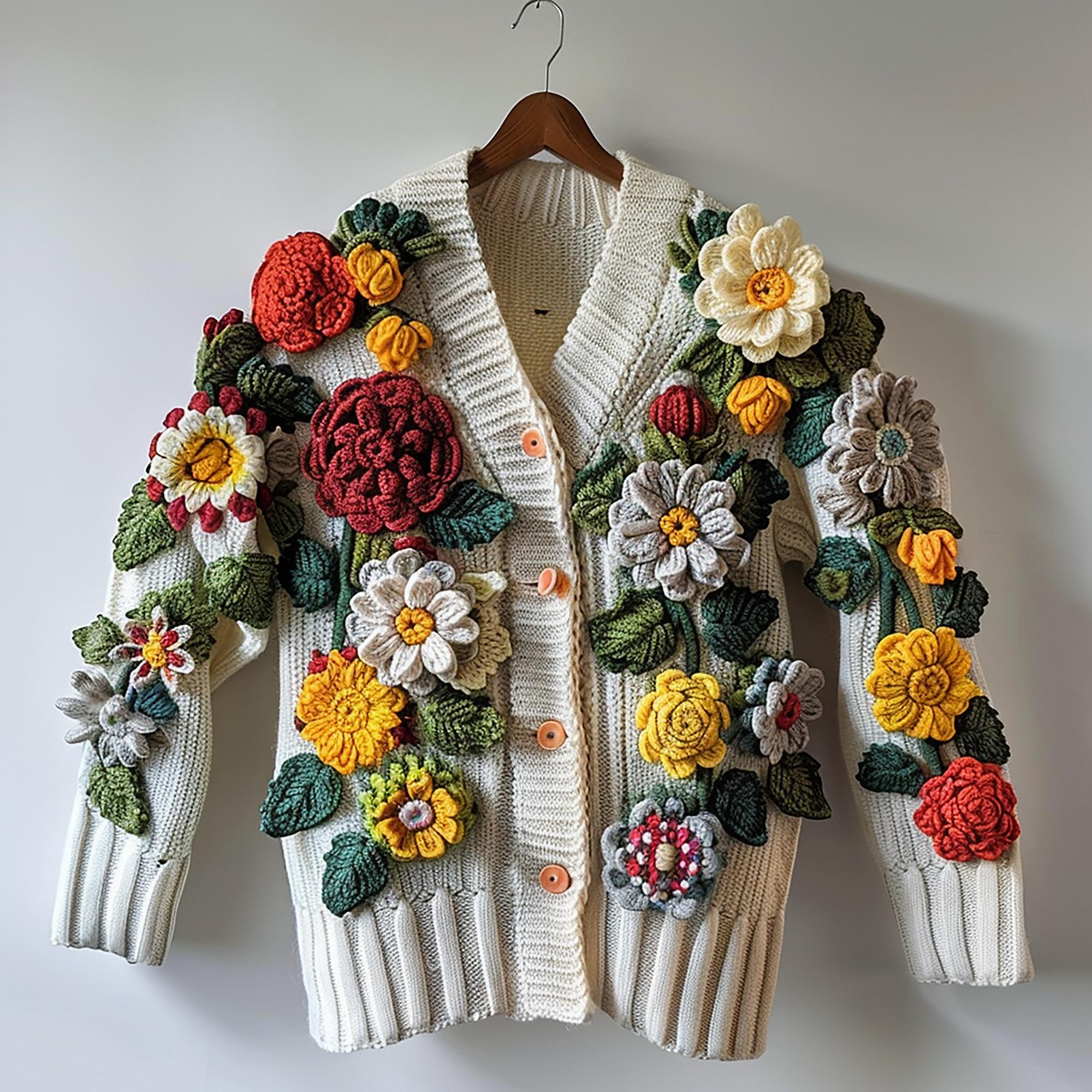 Broderie florală pe sacou de lână